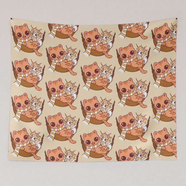 Item preview, Cute Orange Cat & Unicorn in Cozy Hammock designed and sold by BGMeYou.
