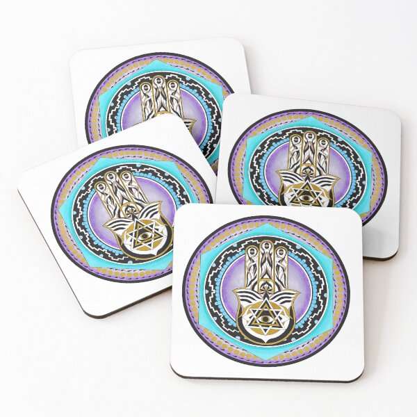 Item preview, Hamsa Protection Mandala - Sacred Amulet Art designed and sold by Portal Mandalas.