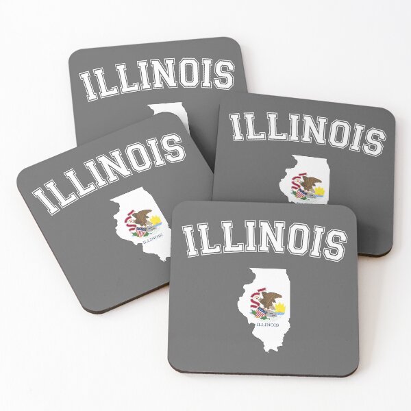 Item preview, Illinois Pride, Vintage State Map with Flag & Distressed College Text designed and sold by mashmosh.