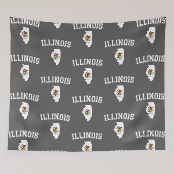 Item preview, Illinois Pride, Vintage State Map with Flag & Distressed College Text designed and sold by mashmosh.