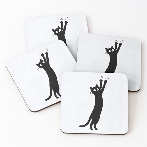 Item preview, Black Cat Holding Wall Scratch Art – Funny Minimalist Cat Design designed and sold by AbstractAuraArt.