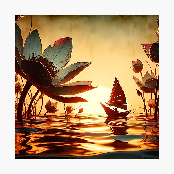 Item preview, Flower and Boat, Ai Generated Art  designed and sold by ACC .