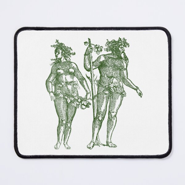 Item preview, Wild Man & Wild Woman' Hans Guldenmond Woodcut (green) designed and sold by Larkwort.