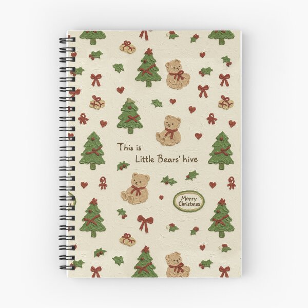 Aperçu de l'œuvre Motif sapin de Noël vintage, ours douillet et nœud rouge créée et vendue par TellUsTheStory.