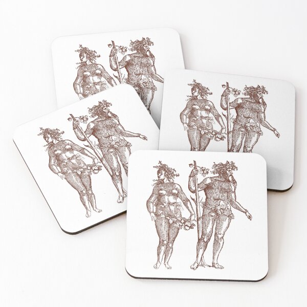 Item preview, Wild Man & Wild Woman' Hans Guldenmond Woodcut (brown) designed and sold by Larkwort.