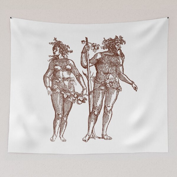 Item preview, Wild Man & Wild Woman' Hans Guldenmond Woodcut (brown) designed and sold by Larkwort.