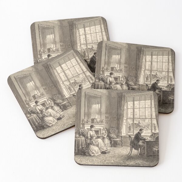 Item preview,  Victorian Interior Scene Vintage Engraving 19th Century Home Life Art designed and sold by freackly.