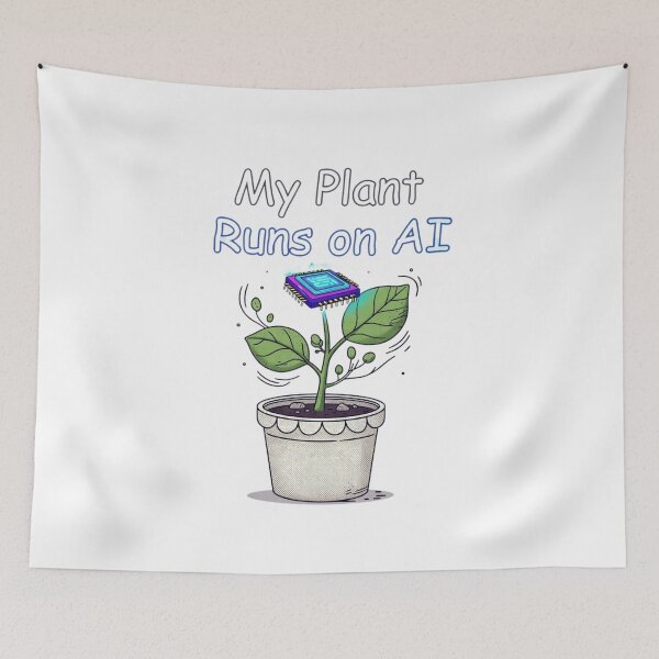 Item preview, My Plant Runs on AI – Cute Tech Humor Tee designed and sold by EcoArtTees.