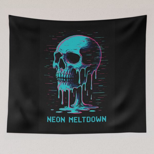 Item preview, Neon Meltdown – Glitch Skull Drip designed and sold by JupiterGlitchEmpire.