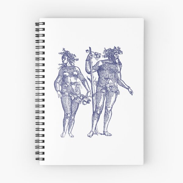Item preview, Wild Man & Wild Woman' Hans Guldenmond Woodcut (indigo blue) designed and sold by Larkwort.