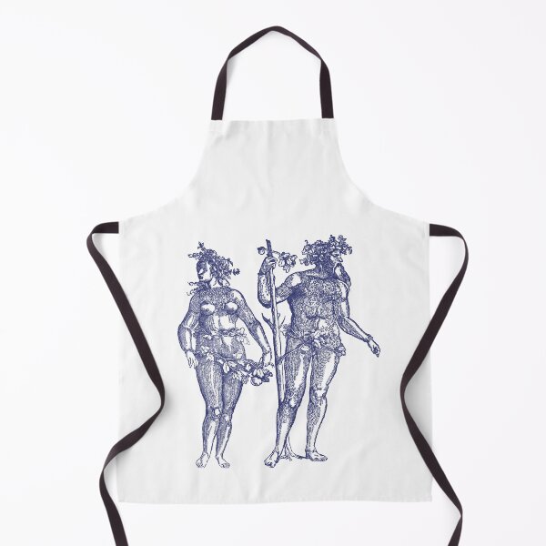 Item preview, Wild Man & Wild Woman' Hans Guldenmond Woodcut (indigo blue) designed and sold by Larkwort.