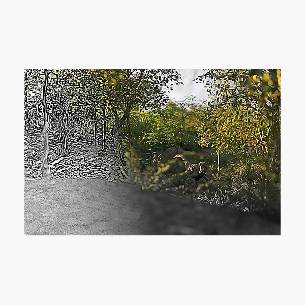 Velociraptor in the Woods Photographic Print