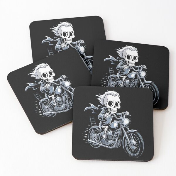 Item preview, Skeleton Ghost Riding Motorcycle Spooky Rider designed and sold by CottonCandyPrin.