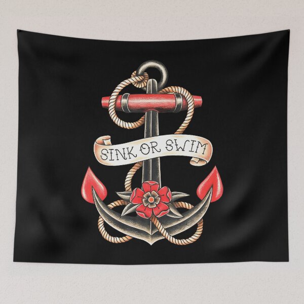 Item preview, Sink Or Swim American Traditional Tattoo Flash designed and sold by FernLela.