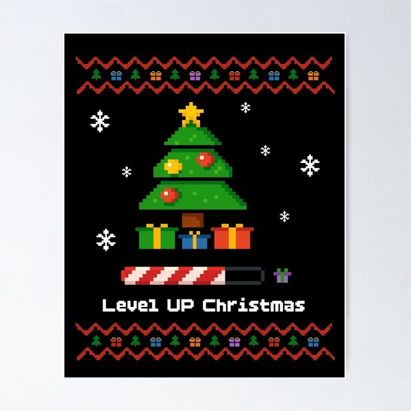 Item preview, Level Up Christmas - Pixel art ugly sweater style (8-Bit) designed and sold by ProjetF.