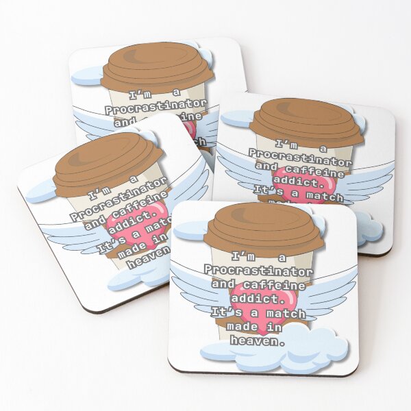 Item preview, Procrastinator & Caffeine Addict Funny Coffee  – Cute Winged Coffee Cup Quote for Students & Office Workers designed and sold by Soluna Studio.