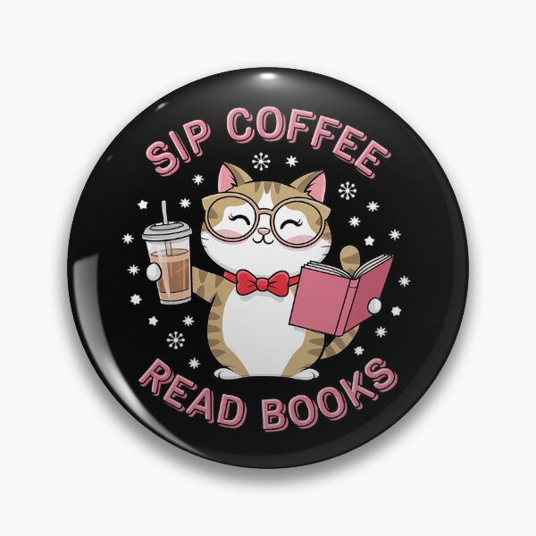 Item preview, Womens Sip Coffee Read Books Cute Cat with Glasses Drink  designed and sold by PowAcademy.