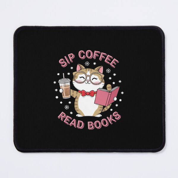 Item preview, Womens Sip Coffee Read Books Cute Cat with Glasses Drink designed and sold by PowAcademy.