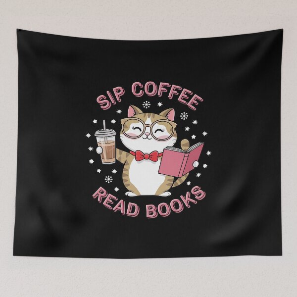 Item preview, Womens Sip Coffee Read Books Cute Cat with Glasses Drink  designed and sold by PowAcademy.