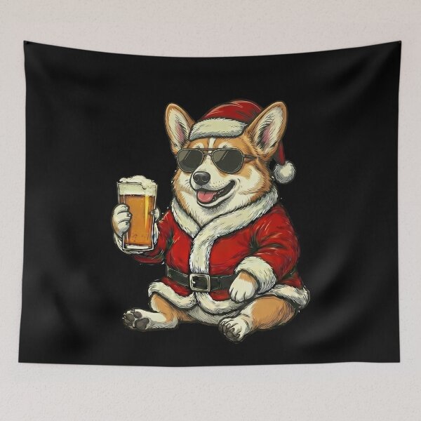 Item preview, Christmas Corgi Santa Sunglasses Beer Dog designed and sold by k3rstman1.