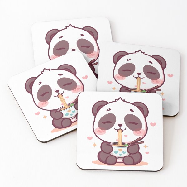 Item preview, Cute Kawaii Panda Eating Noodles Adorable Chibi Ramen Illustration designed and sold by PalmixArt.
