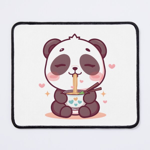Item preview, Cute Kawaii Panda Eating Noodles Adorable Chibi Ramen Illustration designed and sold by PalmixArt.