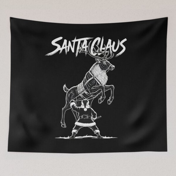 Item preview, Badass Santa Fighting Reindeer Grunge Silhouette Warrior designed and sold by SoulenCify.