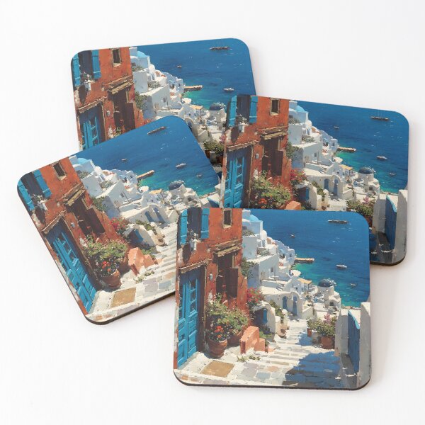 Item preview, Greek Stone Pathway Overlooking the Deep Blue Sea designed and sold by daila70.