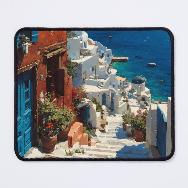Item preview, Greek Stone Pathway Overlooking the Deep Blue Sea designed and sold by daila70.