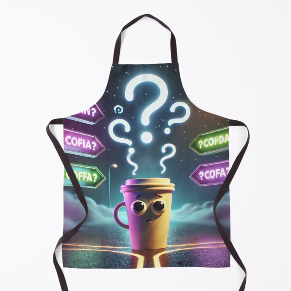 Item preview, Lost Coffee Cup at Crossroads – Funny Neon Confusion Art designed and sold by ComedyInkFactor.