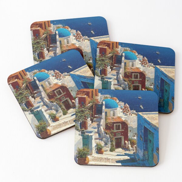 Item preview, Santorini Whitewashed Streets with Blue Domes designed and sold by daila70.
