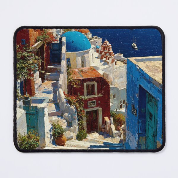 Item preview, Santorini Whitewashed Streets with Blue Domes designed and sold by daila70.