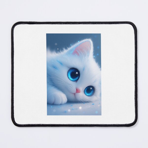 Item preview, White Diamond Kitten with Crystal Blue Eyes | Baby Cute Luxury Cat Art designed and sold by LovelyCatGalaxy.