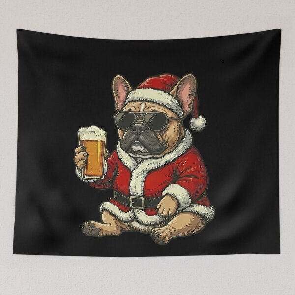 Item preview, French Bulldog Santa Sunglasses Beer Christmas designed and sold by k3rstman1.