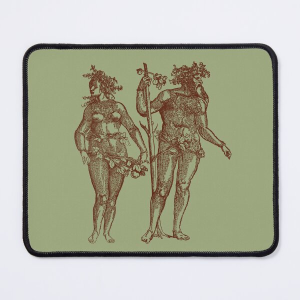 Item preview, Wild Man & Wild Woman' Hans Guldenmond Woodcut (olive green and sepia brown) designed and sold by Larkwort.
