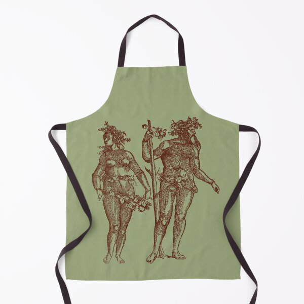 Item preview, Wild Man & Wild Woman' Hans Guldenmond Woodcut (olive green and sepia brown) designed and sold by Larkwort.