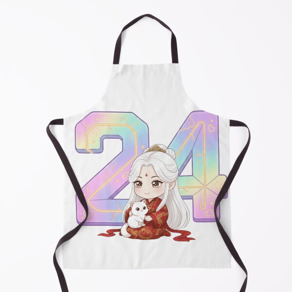 Item preview, Cute 24th Birthday Gift | Neon Holographic Chibi with White Cat designed and sold by PloySaiY.