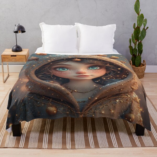 Item preview, Starlit Winter Girl — Enchanted Portrait with Blue Eyes & Golden Glow by NegarTv Designs designed and sold by NegarTv Designs.