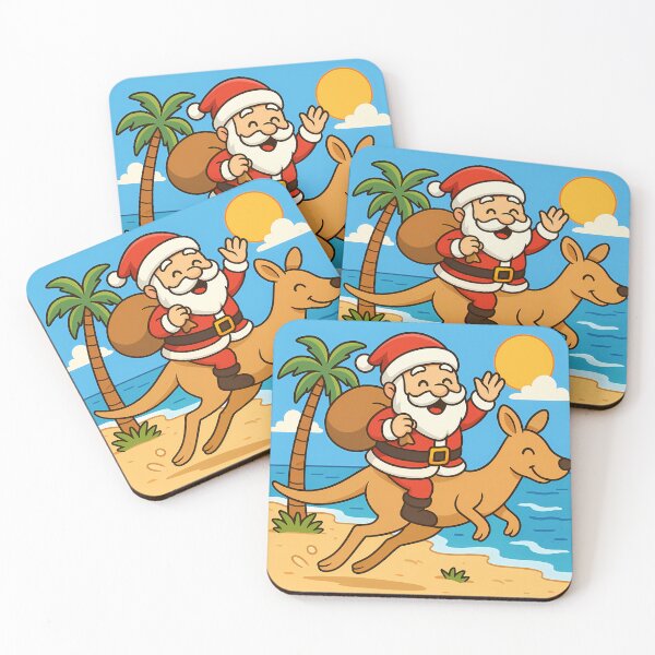 Item preview, Santa Riding Kangaroo Aussie Christmas designed and sold by yPaladino432.