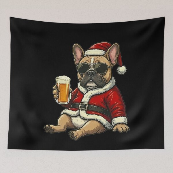 Item preview, French Bulldog Santa Sunglasses Beer Christmas Dog designed and sold by k3rstman1.