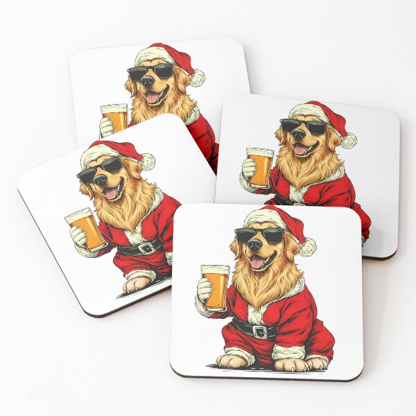 Item preview, Golden Retriever Santa Sunglasses Beer Christmas Dog designed and sold by k3rstman1.