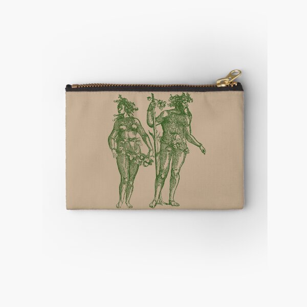 Item preview, Wild Man & Wild Woman' Hans Guldenmond Woodcut (green and peachy brown) designed and sold by Larkwort.
