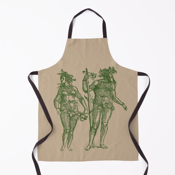 Item preview, Wild Man & Wild Woman' Hans Guldenmond Woodcut (green and peachy brown) designed and sold by Larkwort.