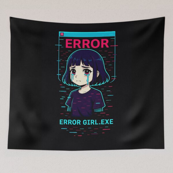 Item preview, Error Girl.exe – Neon Glitch Sad Anime designed and sold by JupiterGlitchEmpire.