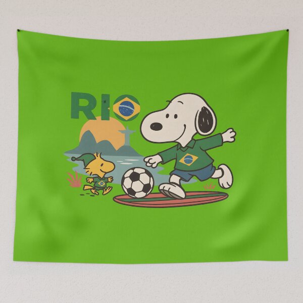 Item preview, Snoopy in Rio – Brazil Soccer Dog & Bird with Flag Shirts designed and sold by Tidal Arts.