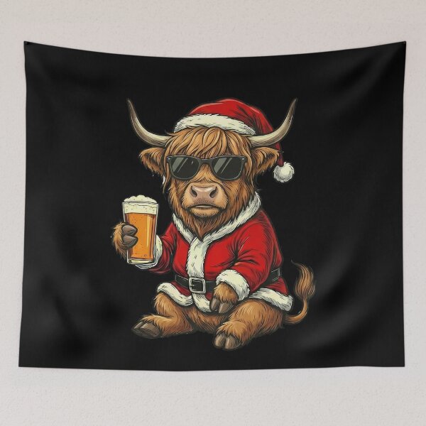 Item preview, Highland Cow Santa Beer Christmas designed and sold by k3rstman1.