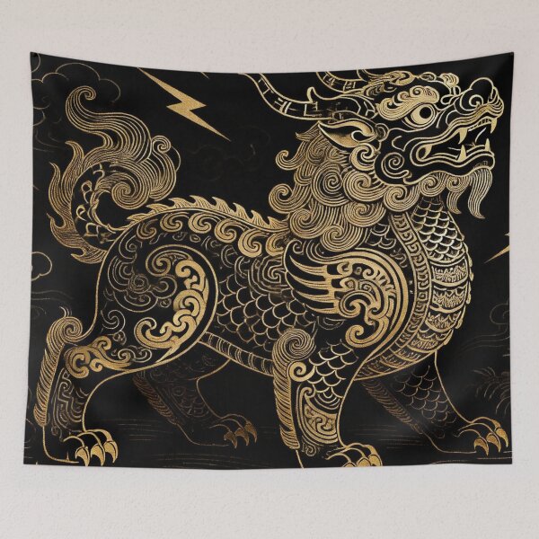 Item preview, Majestic Golden Qilin of Thunder and Clouds designed and sold by zzz888.