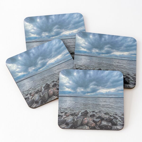 Item preview, Storm Over Lake Superior – Moody Great Lakes Rocky Shoreline & Dark Sky Landscape Art designed and sold by aadventures.