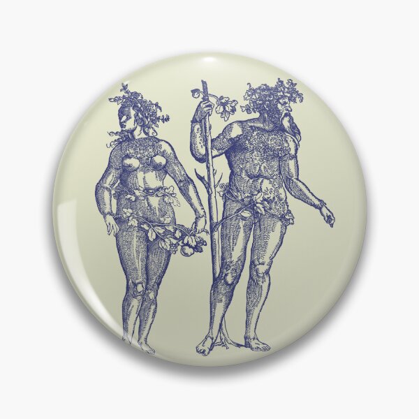 Item preview, Wild Man & Wild Woman' Hans Guldenmond Woodcut (indigo blue and light) designed and sold by Larkwort.