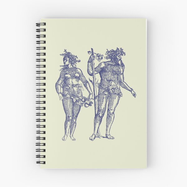 Item preview, Wild Man & Wild Woman' Hans Guldenmond Woodcut (indigo blue and light) designed and sold by Larkwort.